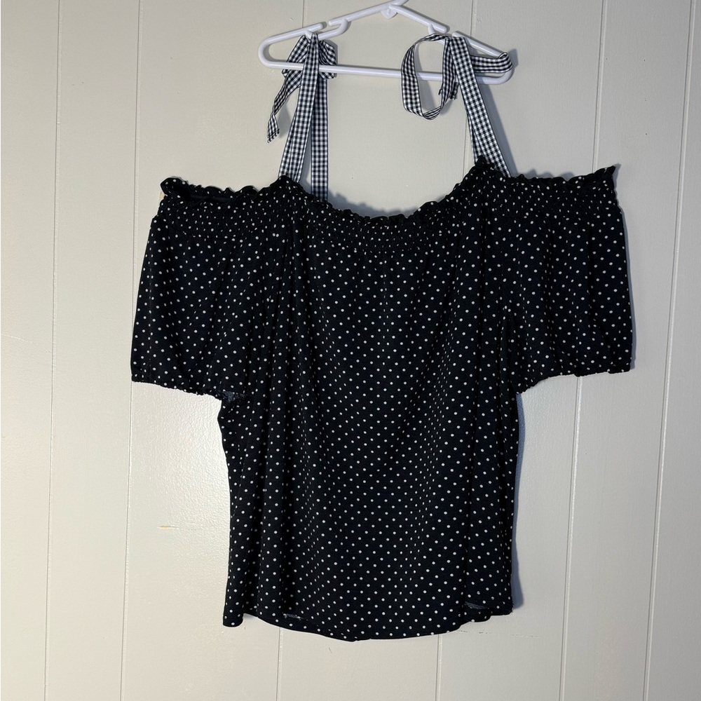 Black Polka Dot Off-Shoulder Top